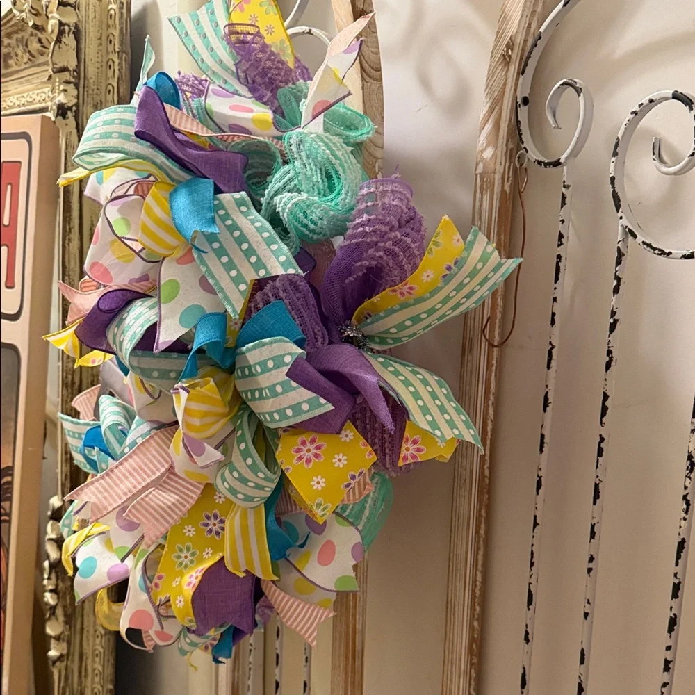 Easter Polka Dot Ribbon Wreath